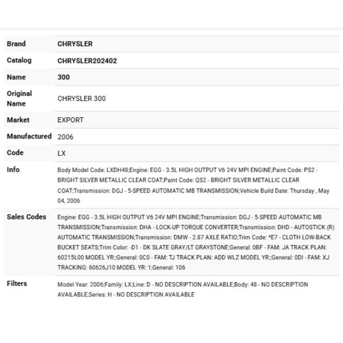 2005-2010 Grand Caravan Medallion Typenschild 4806013AA